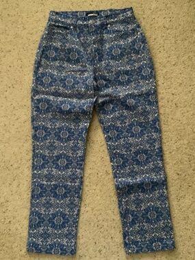 Basic Editions Vintage Womens Jeans, Sz 6, Blue Floral Medallion